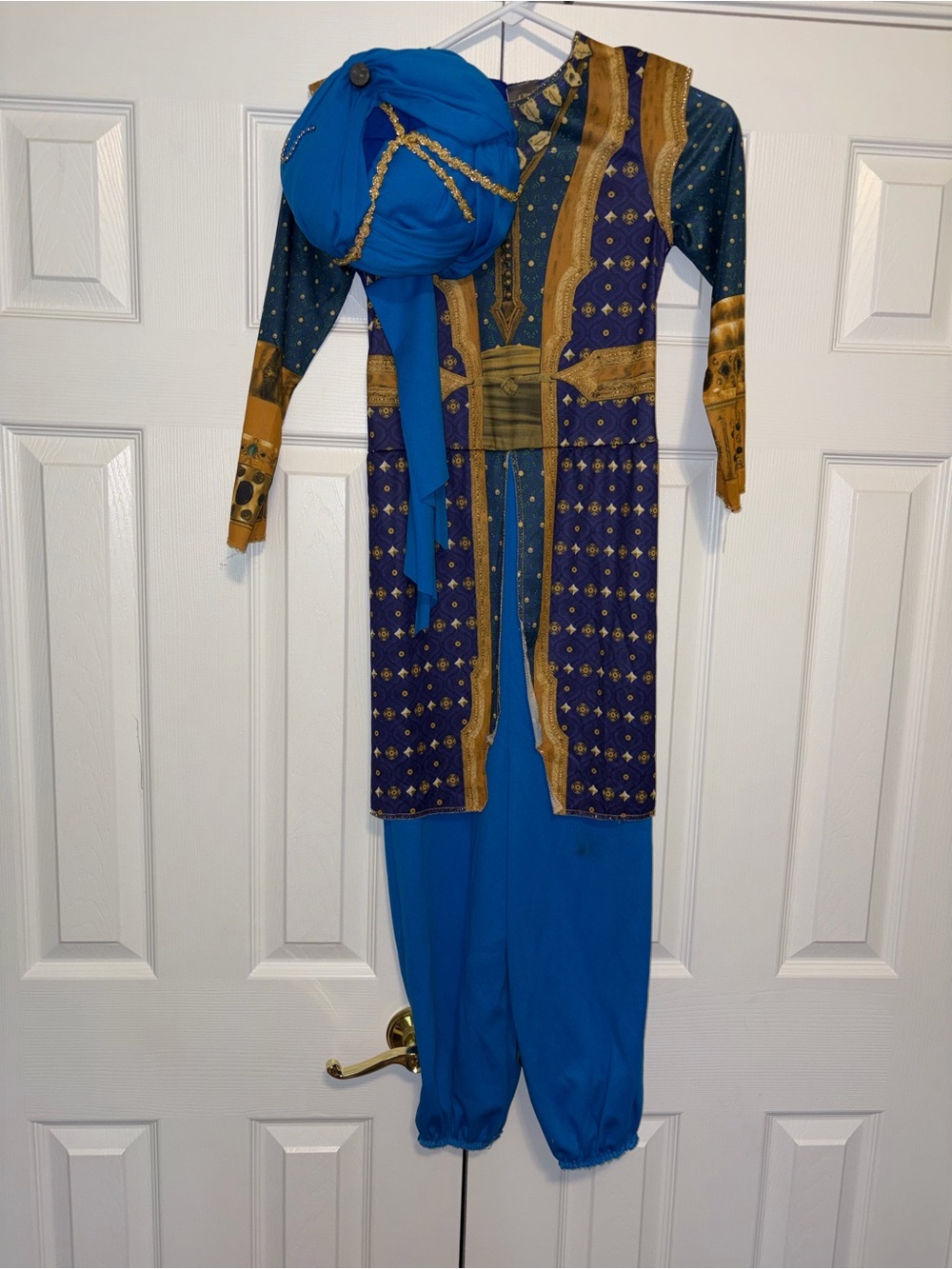 Disney Blue and Gold Kids' Aladdin Prince Costume with Turban size medium 7/8